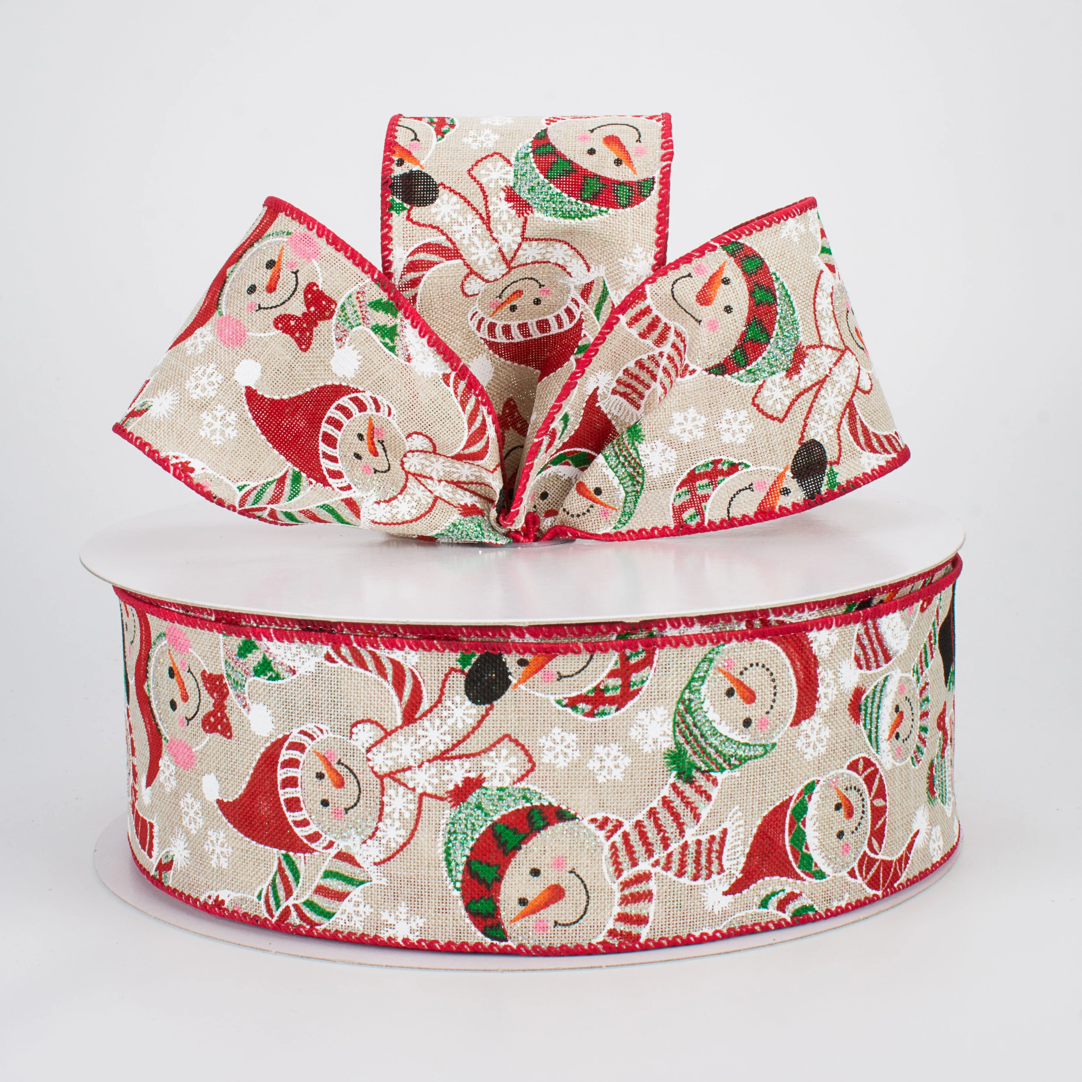 2.5" Canvas Snowman & Snowflake Ribbon (50 Yards)