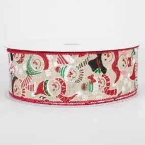 2.5" Canvas Snowman & Snowflake Ribbon (50 Yards)