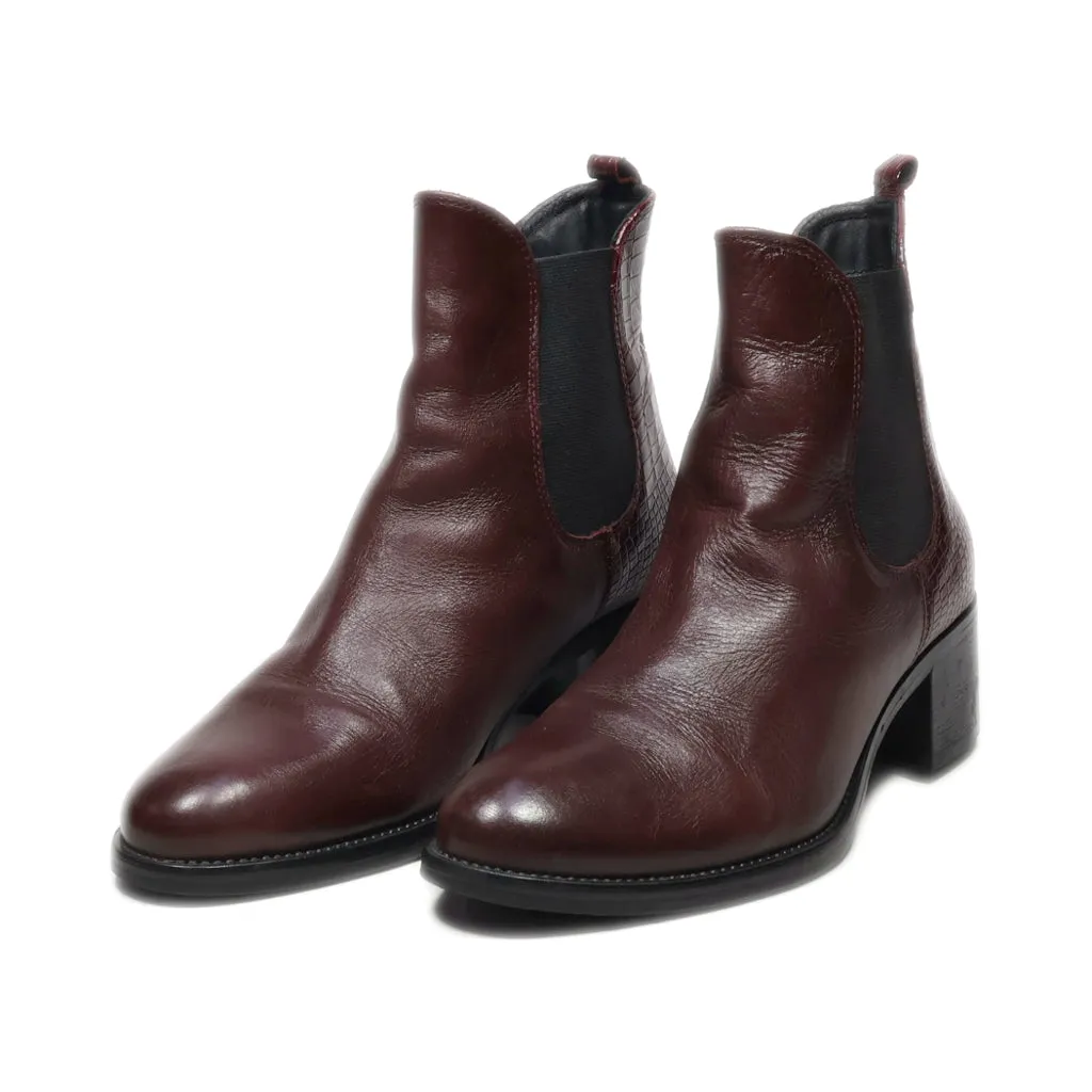 5Th Avenue Ankle Boots Leather Maroon Colour For Women