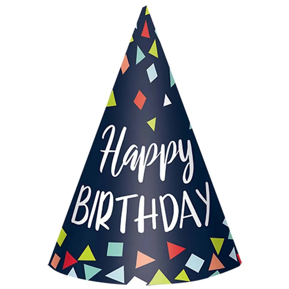 A Reason To Celebrate Paper Cone Hats 7in, 8pcs