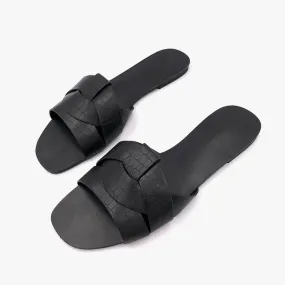 AMOZAE-- Fashionable PU Leather Beach Slides for Women