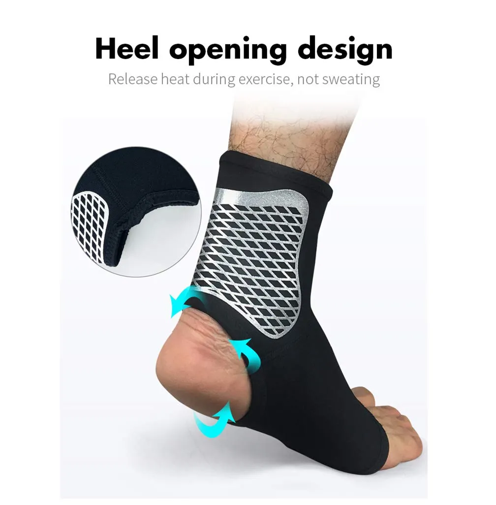 Ankle Brace Sleeves, Breathable Neoprene Anti-Sprain Ankle Support Sleeve, for Basketball Soccer Sports Joint Injuries Recovery Relief Foot Pain Arch Support Ankle Swelling Heel Spurs, 1 Pair (S) S