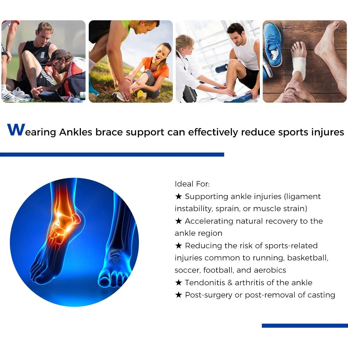 Ankle Brace Sleeves, Breathable Neoprene Anti-Sprain Ankle Support Sleeve, for Basketball Soccer Sports Joint Injuries Recovery Relief Foot Pain Arch Support Ankle Swelling Heel Spurs, 1 Pair (S) S