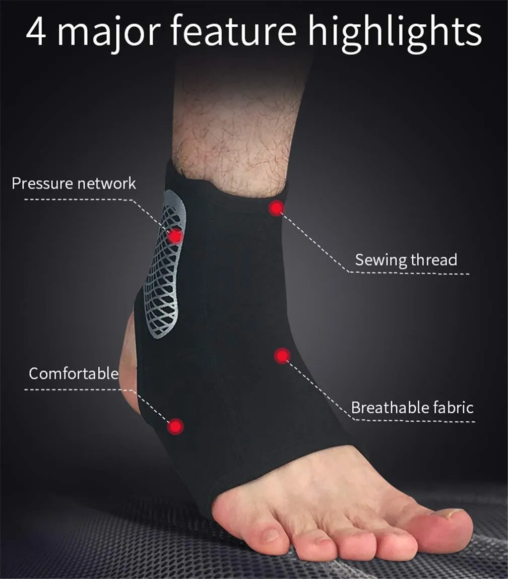 Ankle Brace Sleeves, Breathable Neoprene Anti-Sprain Ankle Support Sleeve, for Basketball Soccer Sports Joint Injuries Recovery Relief Foot Pain Arch Support Ankle Swelling Heel Spurs, 1 Pair (S) S