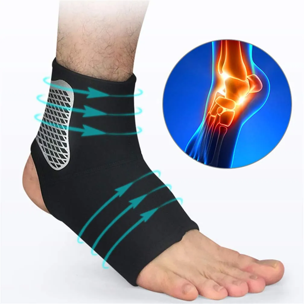 Ankle Brace Sleeves, Breathable Neoprene Anti-Sprain Ankle Support Sleeve, for Basketball Soccer Sports Joint Injuries Recovery Relief Foot Pain Arch Support Ankle Swelling Heel Spurs, 1 Pair (S) S
