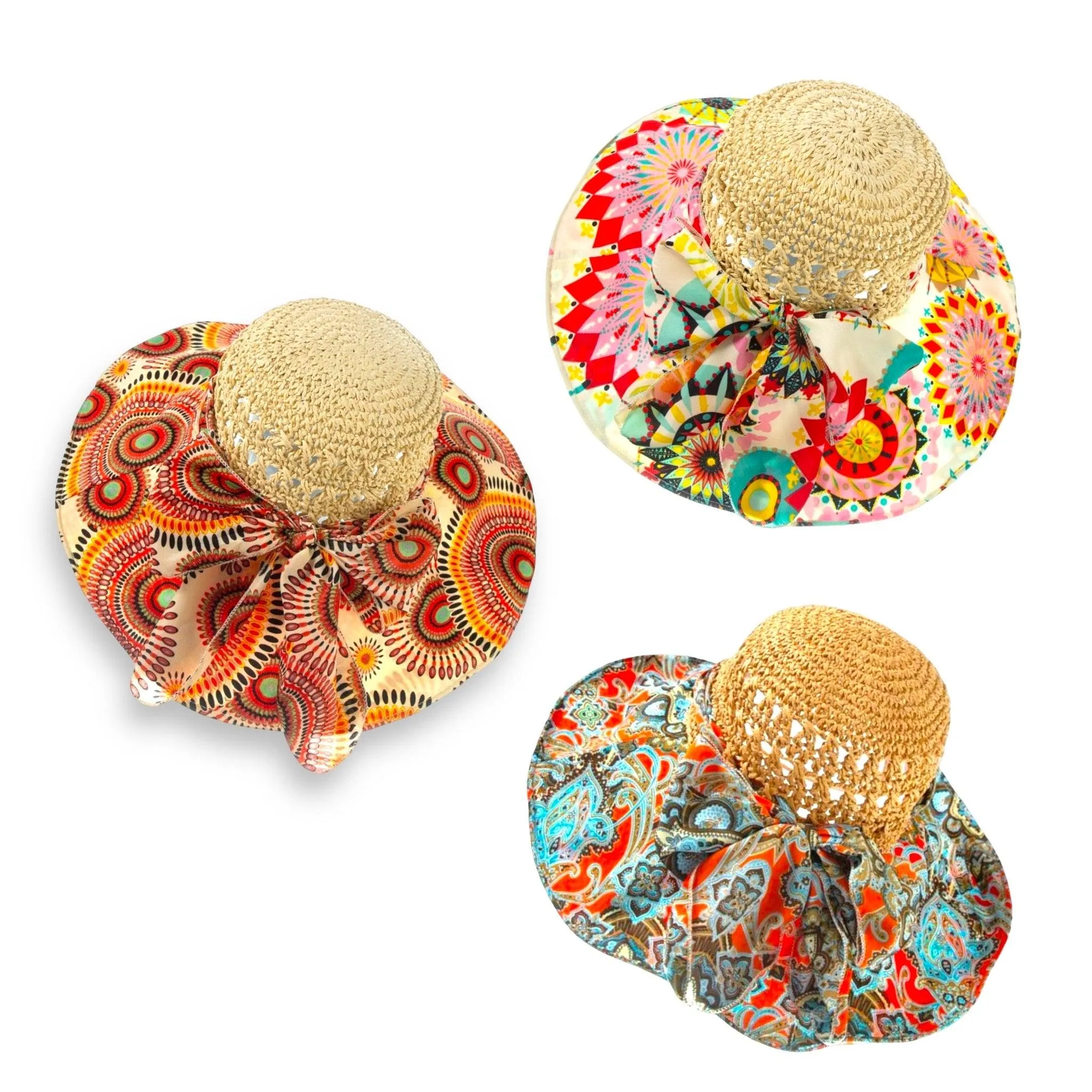 Boho Colorful Wide Brim Straw Sun Hats