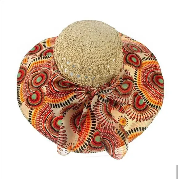 Boho Colorful Wide Brim Straw Sun Hats