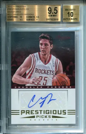Chandler Parsons Autographed 2012-13 Panini Prestigious Picks Card (Beckett)