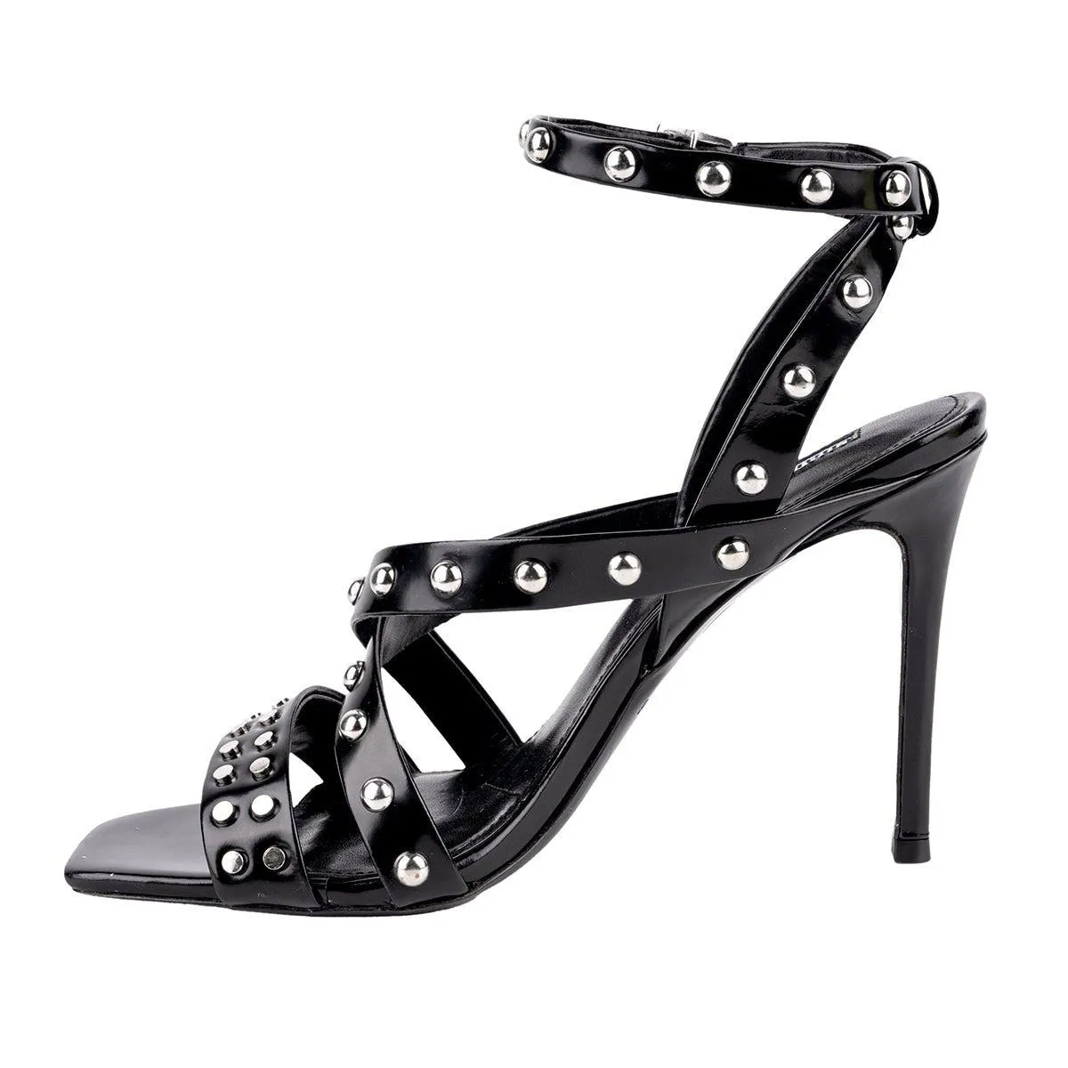 Charles By Charles David Studded Strap High-Heel Sandals Leather Black Colour For Women