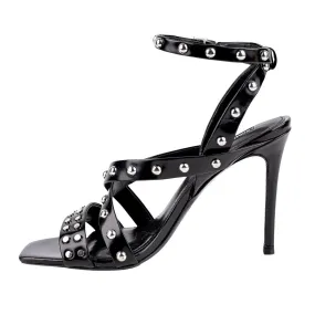 Charles By Charles David Studded Strap High-Heel Sandals Leather Black Colour For Women