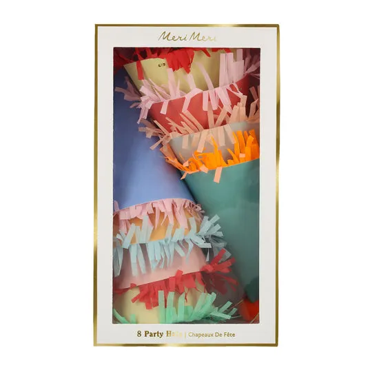 Colorful Fringe Party Hats 8pk.