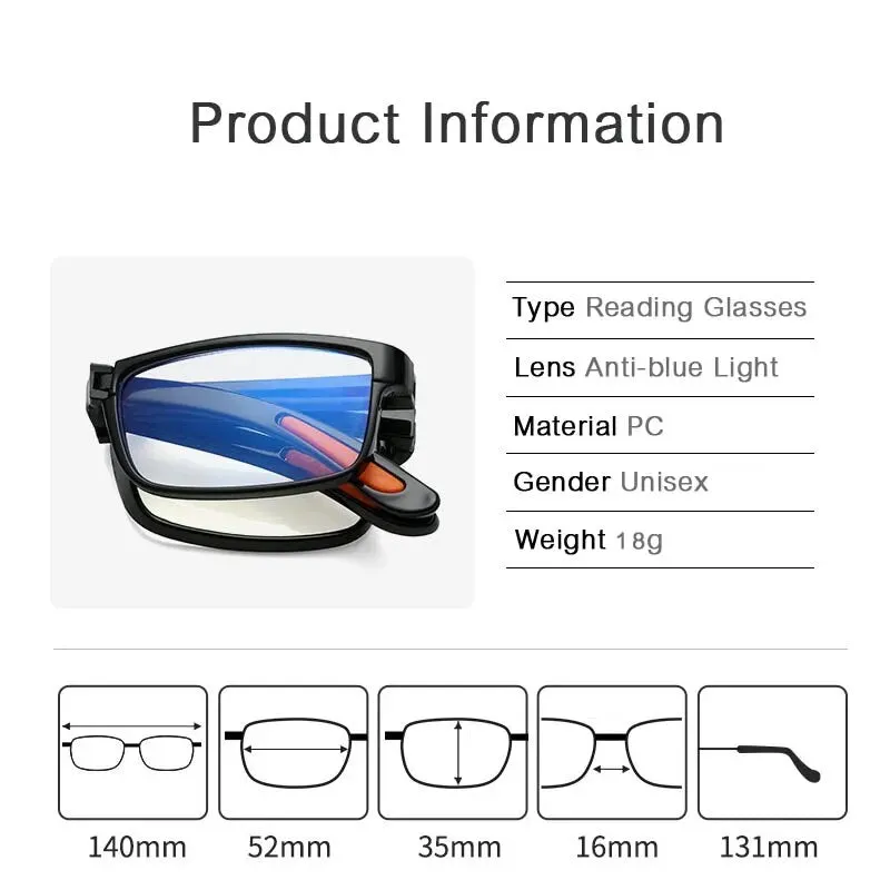 Folding Anti-blue Light Reading Glasses With Case