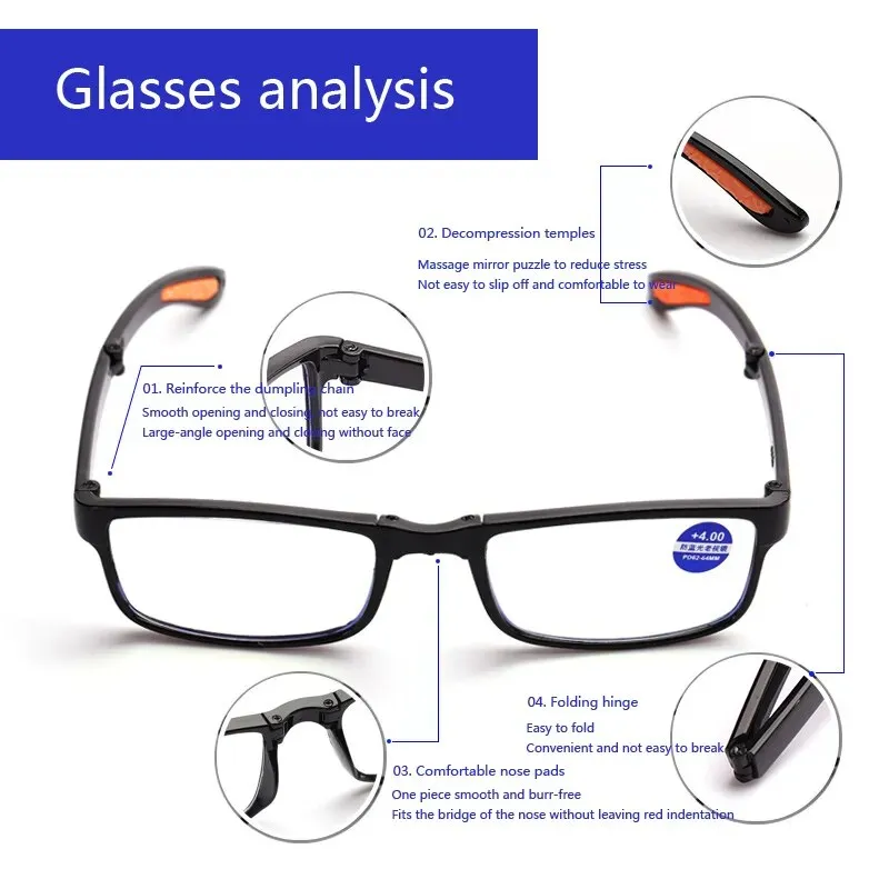 Folding Anti-blue Light Reading Glasses With Case