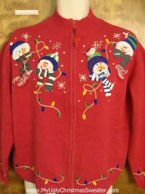 Foursome of Snowmen Cheap Ugly Christmas Sweater