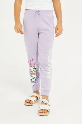 Girls Lilac Daisy Jogger