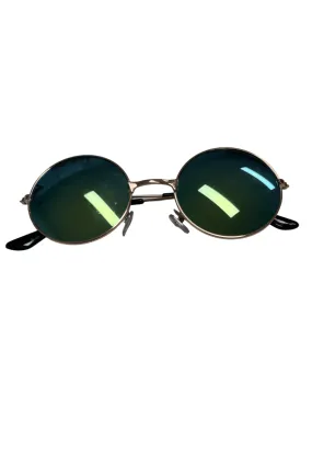 Green & Blue Reflective Round Glasses