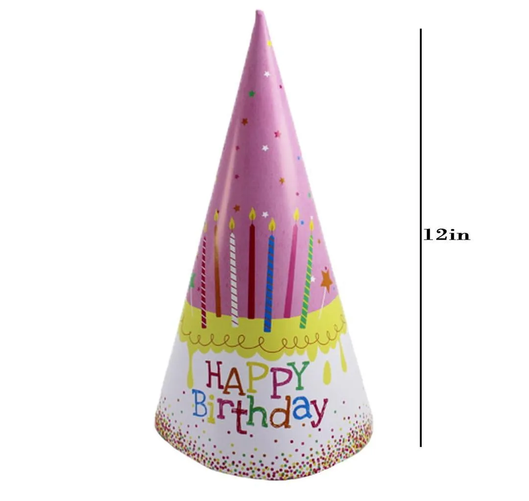 Happy Birthday Paper Hats Festive Headpieces For A Joyous Celebration, Pack of 6 (12-Inch)