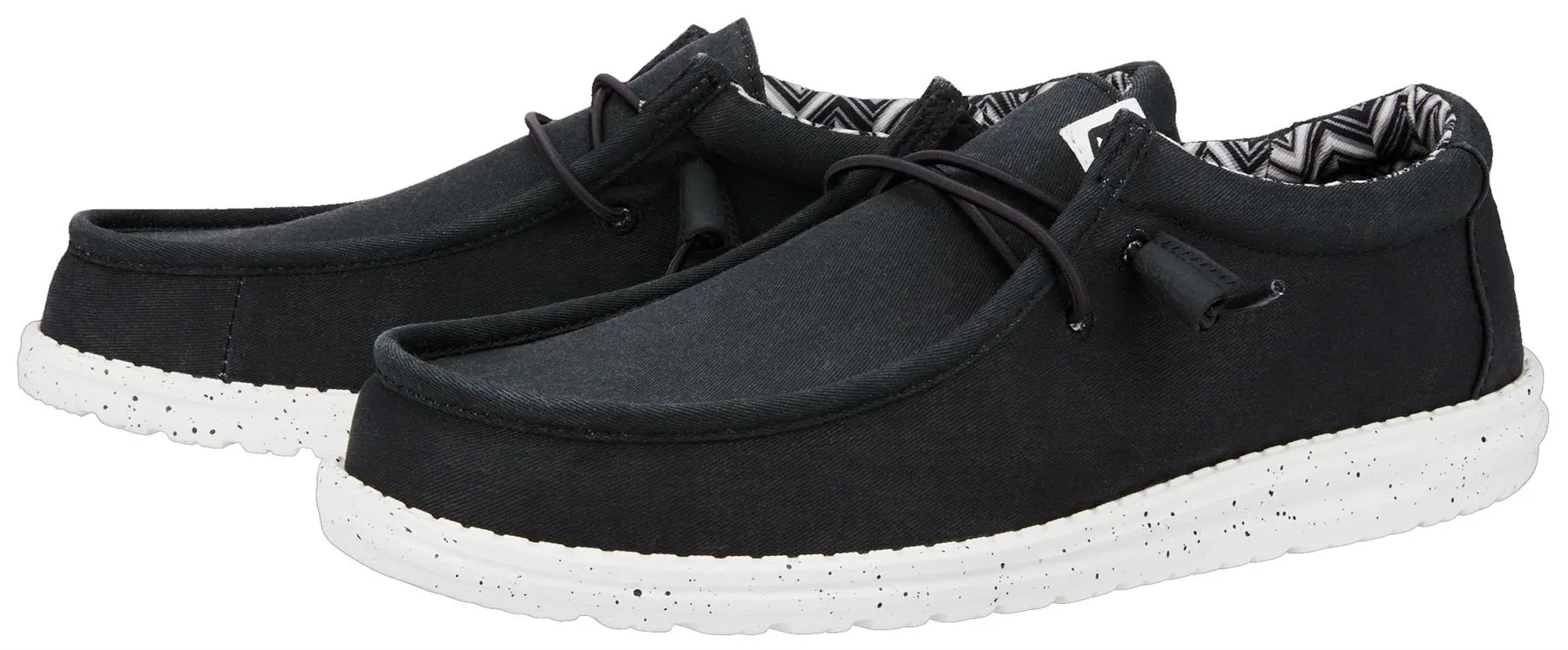 Hey Dude Wally Black Black Canvas Mens Lace Up Shoes