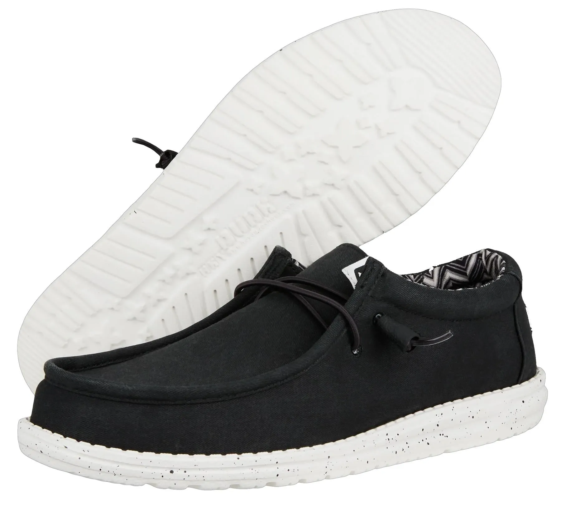 Hey Dude Wally Black Black Canvas Mens Lace Up Shoes