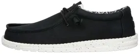 Hey Dude Wally Black Black Canvas Mens Lace Up Shoes