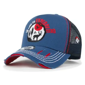 ililily Time To Embroidered Baseball Cap Colorful Stitch Mesh Trucker Hat