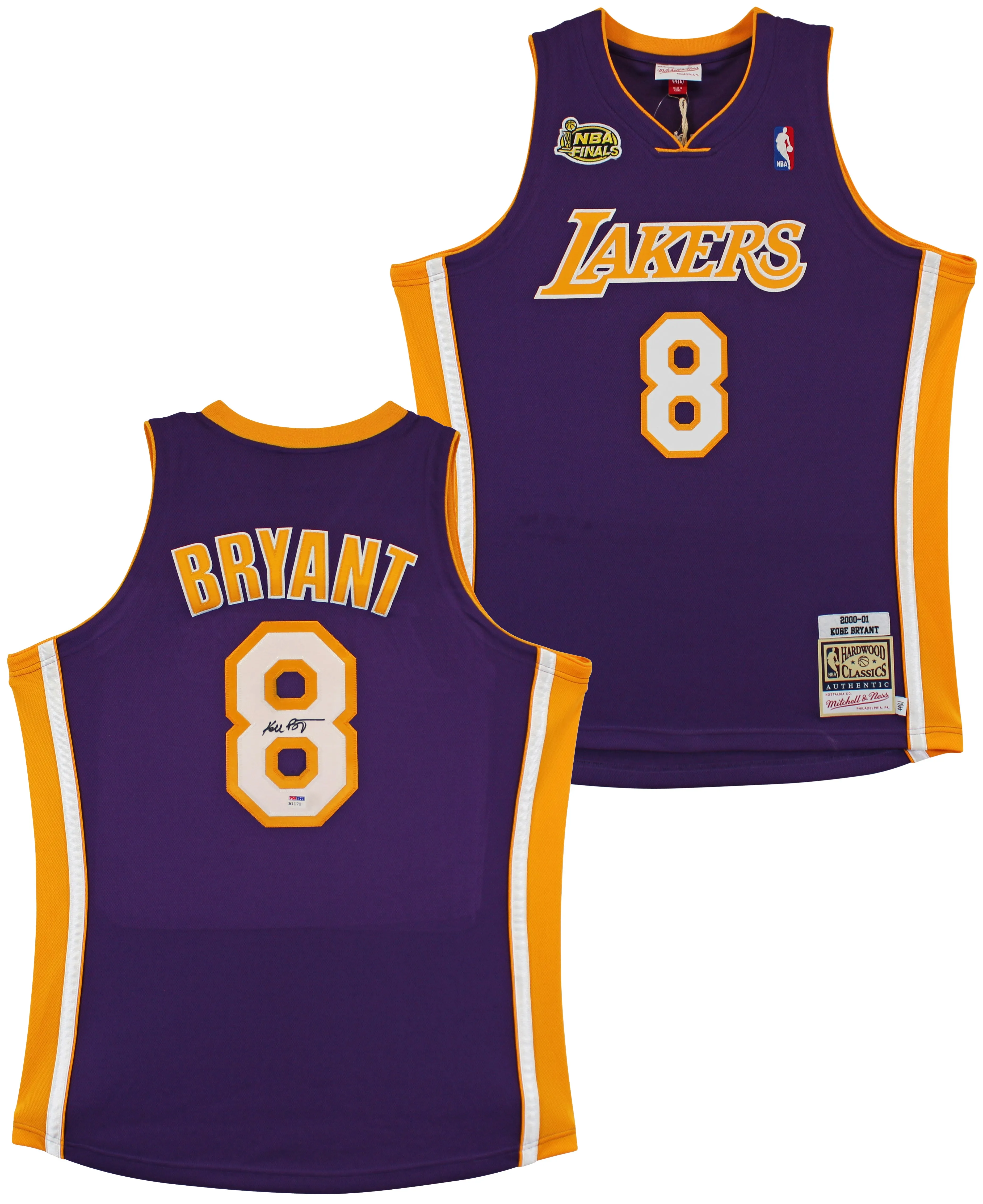 Lakers Kobe Bryant Signed Purple M&N 2000-01 HWC Authentic Jersey PSA #B11720