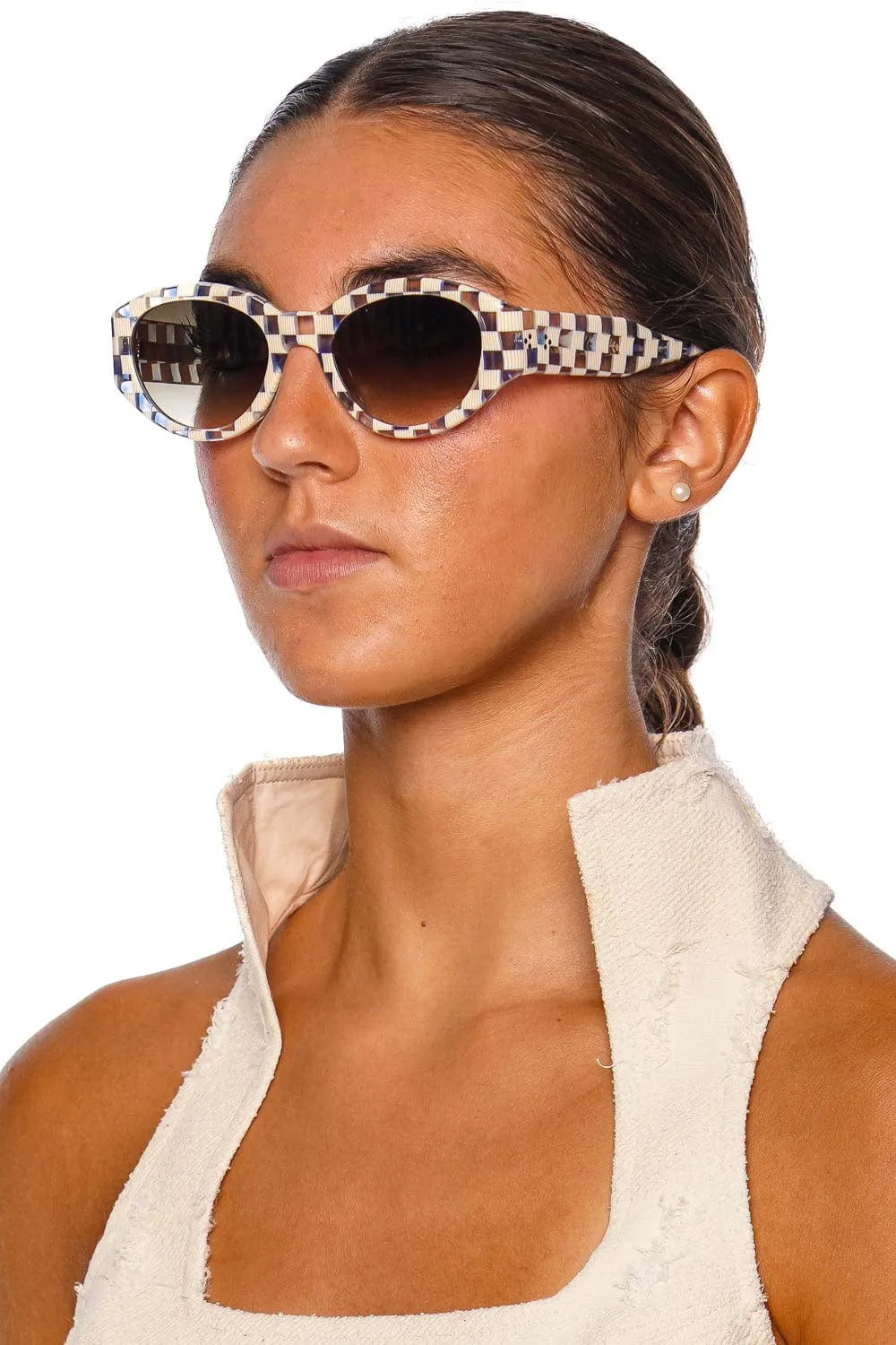 Lucy Gingham Crystal Acetate Sunglasses