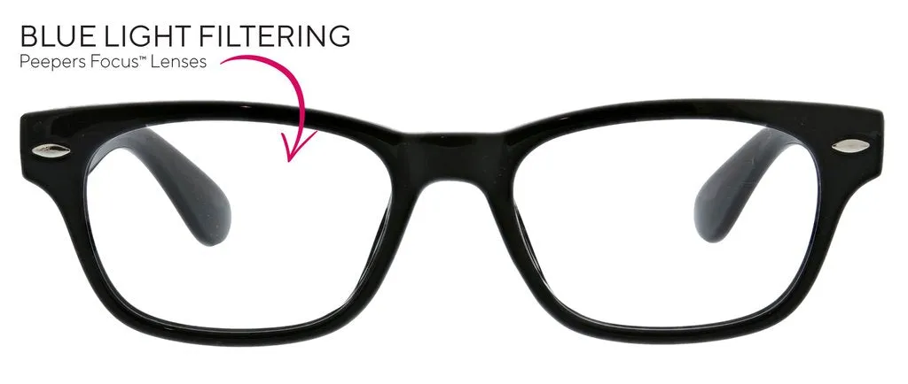 Peepers - Clark Blue Light Reading Glasses, Black