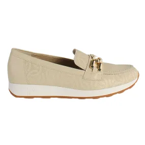 Pitillos Ladies Wedge Loafers - 5670 - Cream
