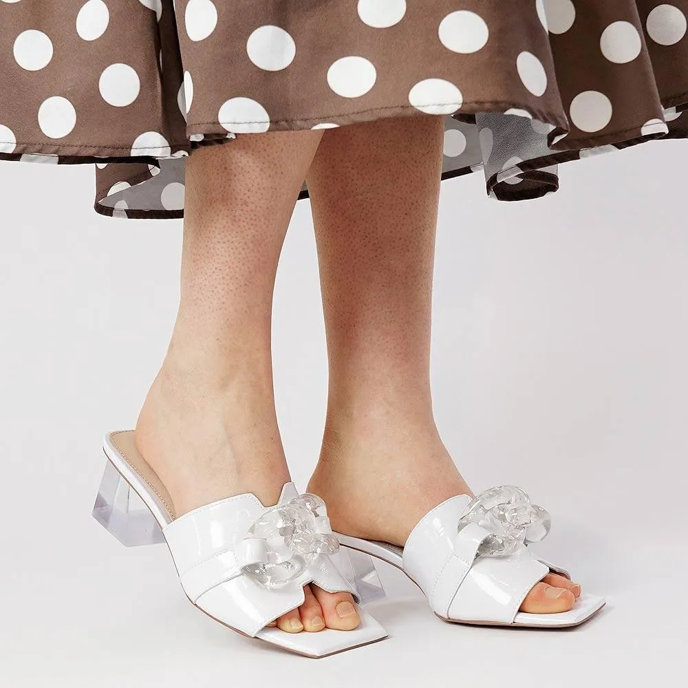 Rulie White Patent Leather Heels