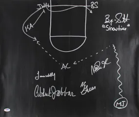Showtime Lakers (5) Signed 20x24 Canvas W/ Hand Drawn 'Sideline Play' PSA ITP