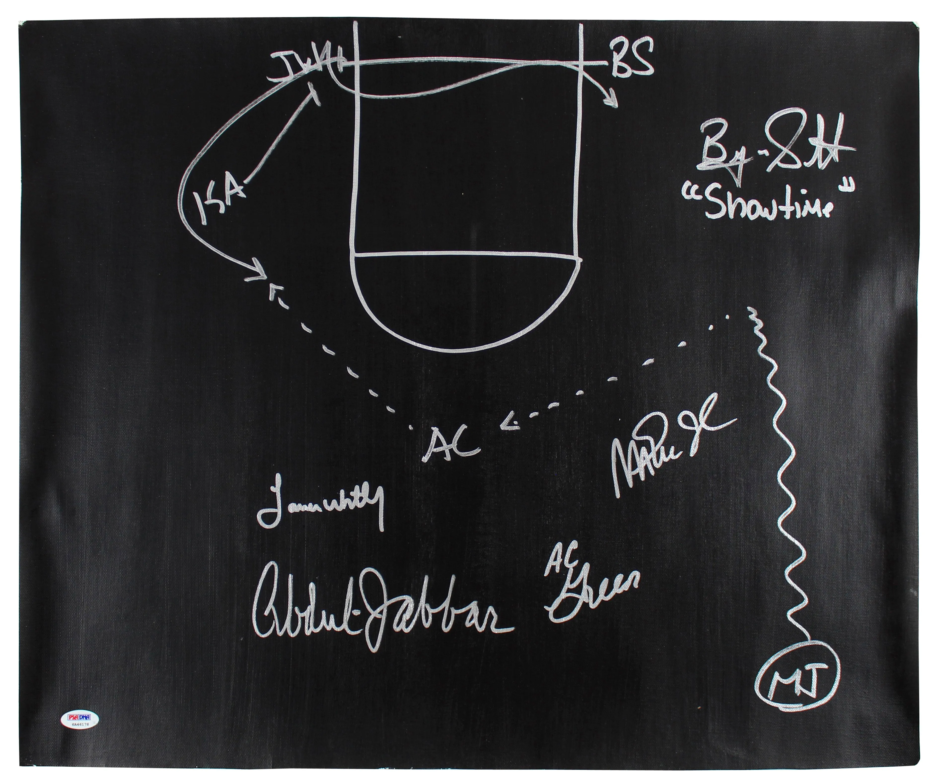 Showtime Lakers (5) Signed 20x24 Canvas W/ Hand Drawn 'Sideline Play' PSA ITP