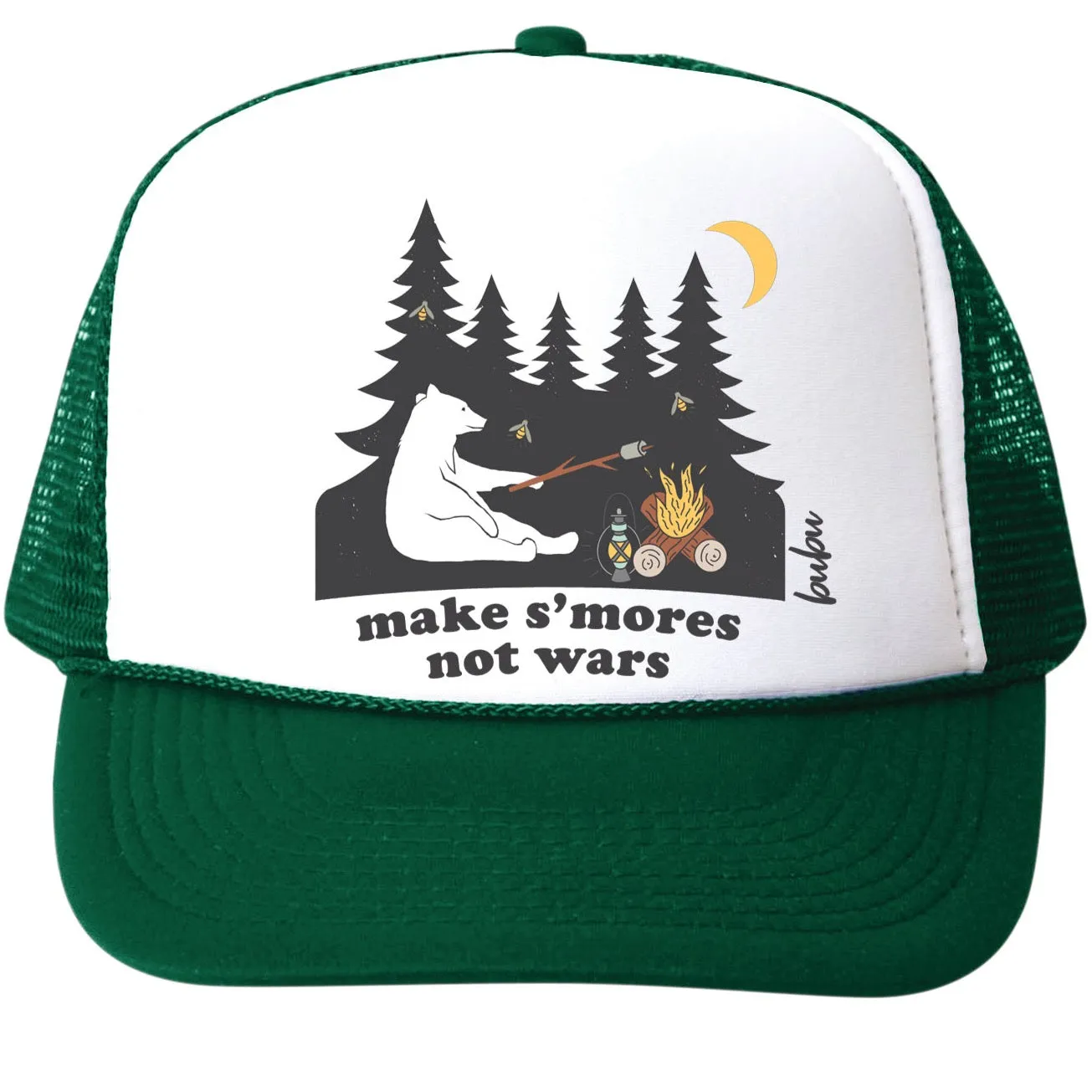 S'mores Not Wars Trucker Hat - White/Green by Bubu