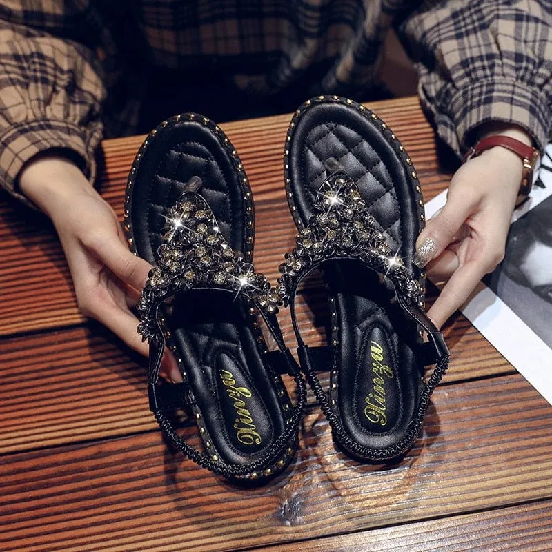 Spring Fashion Flip-Toe Rhinestone Ins Fashionable Sandals