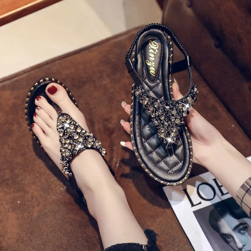 Spring Fashion Flip-Toe Rhinestone Ins Fashionable Sandals