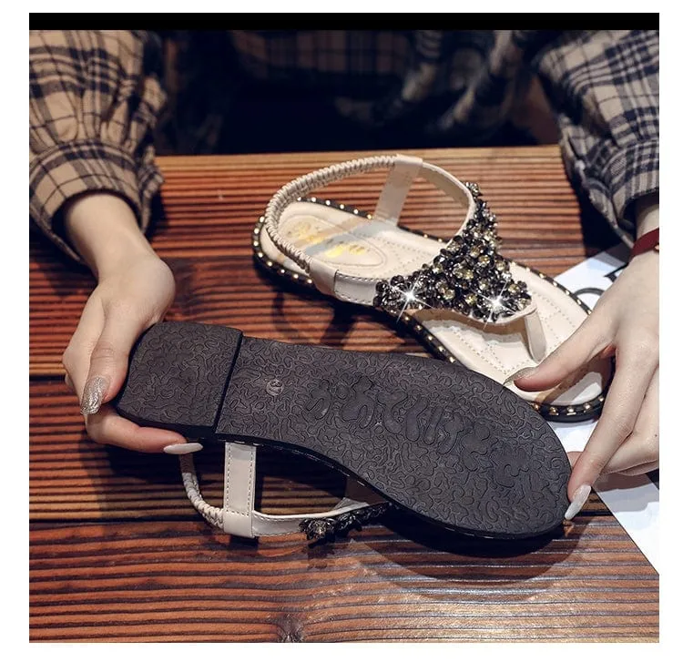 Spring Fashion Flip-Toe Rhinestone Ins Fashionable Sandals