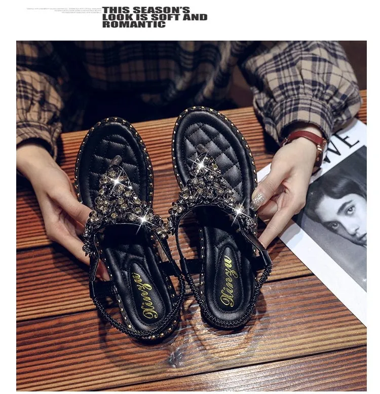 Spring Fashion Flip-Toe Rhinestone Ins Fashionable Sandals