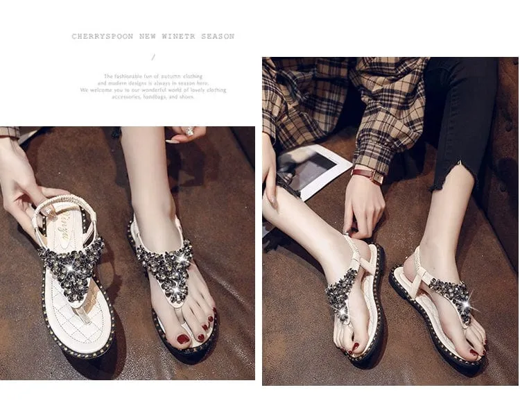 Spring Fashion Flip-Toe Rhinestone Ins Fashionable Sandals