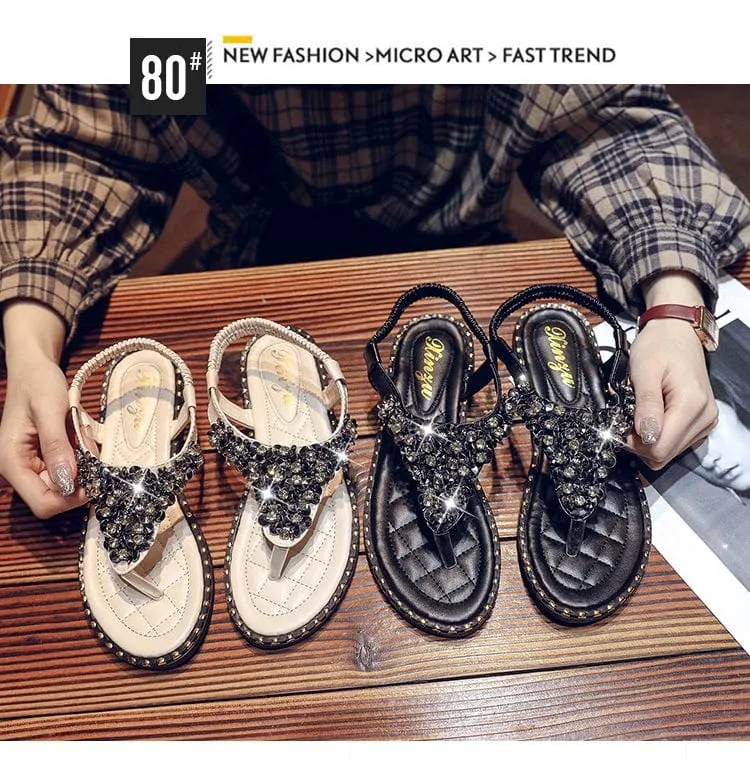 Spring Fashion Flip-Toe Rhinestone Ins Fashionable Sandals