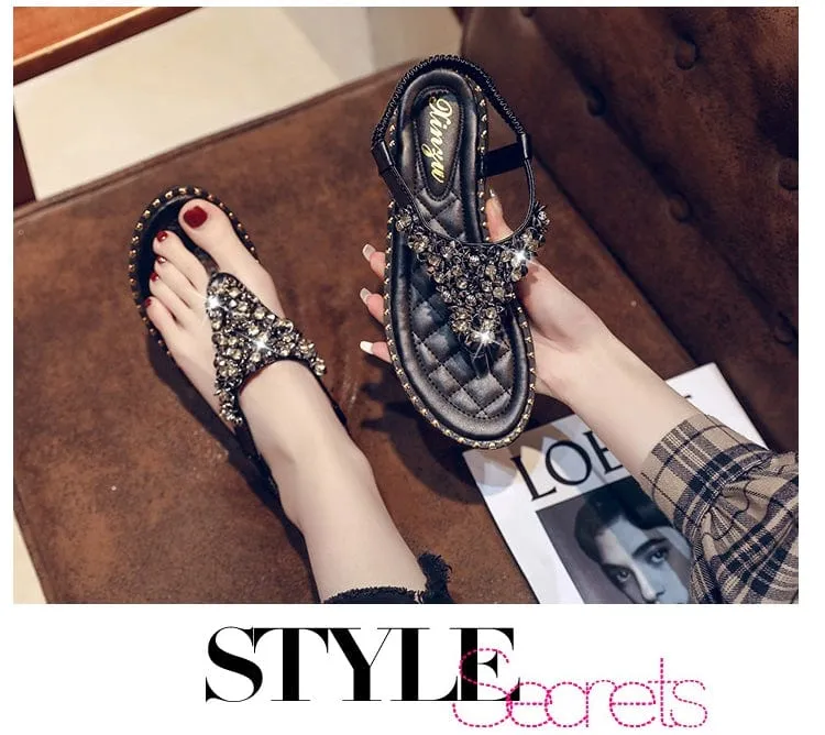 Spring Fashion Flip-Toe Rhinestone Ins Fashionable Sandals