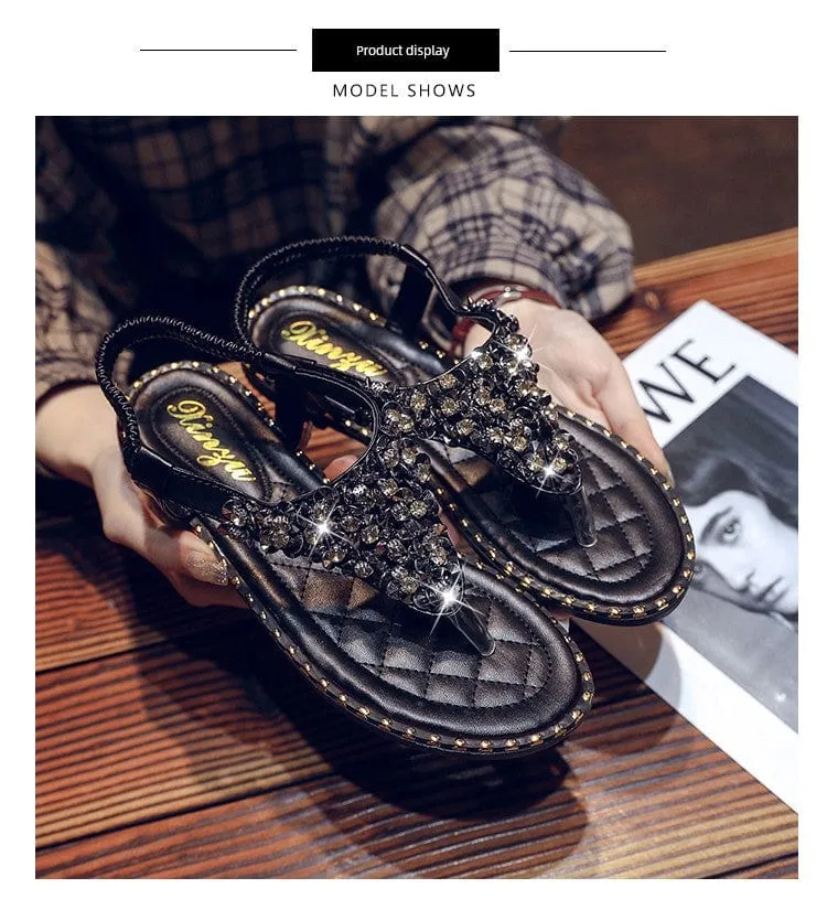 Spring Fashion Flip-Toe Rhinestone Ins Fashionable Sandals