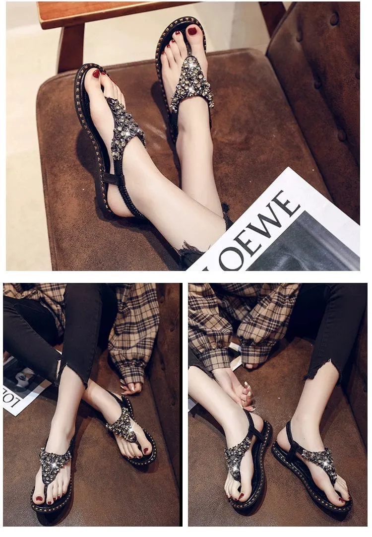 Spring Fashion Flip-Toe Rhinestone Ins Fashionable Sandals