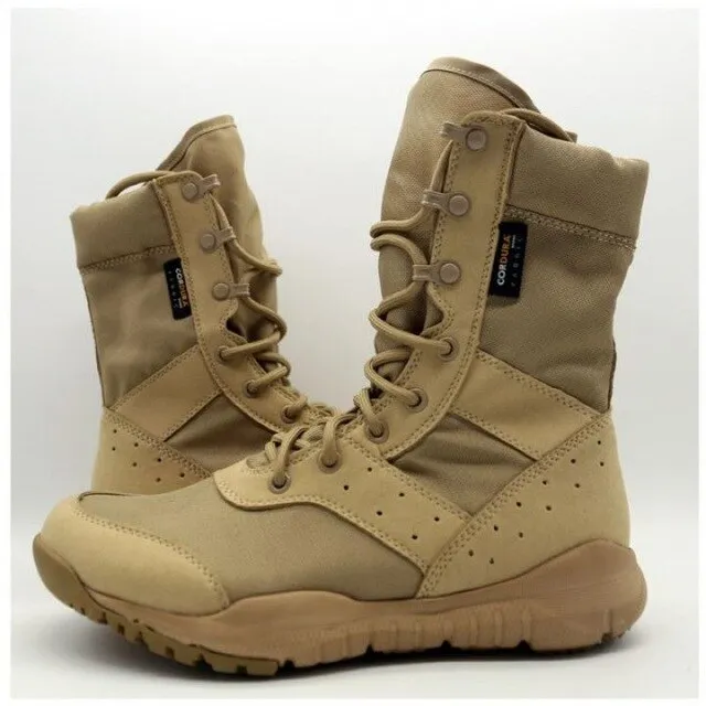 Summer Breathable Desert Hiking Boots Men's High Top Outdoor Mountaineering Light Tactical Boots Fashion Mesh Motorcycle Boots