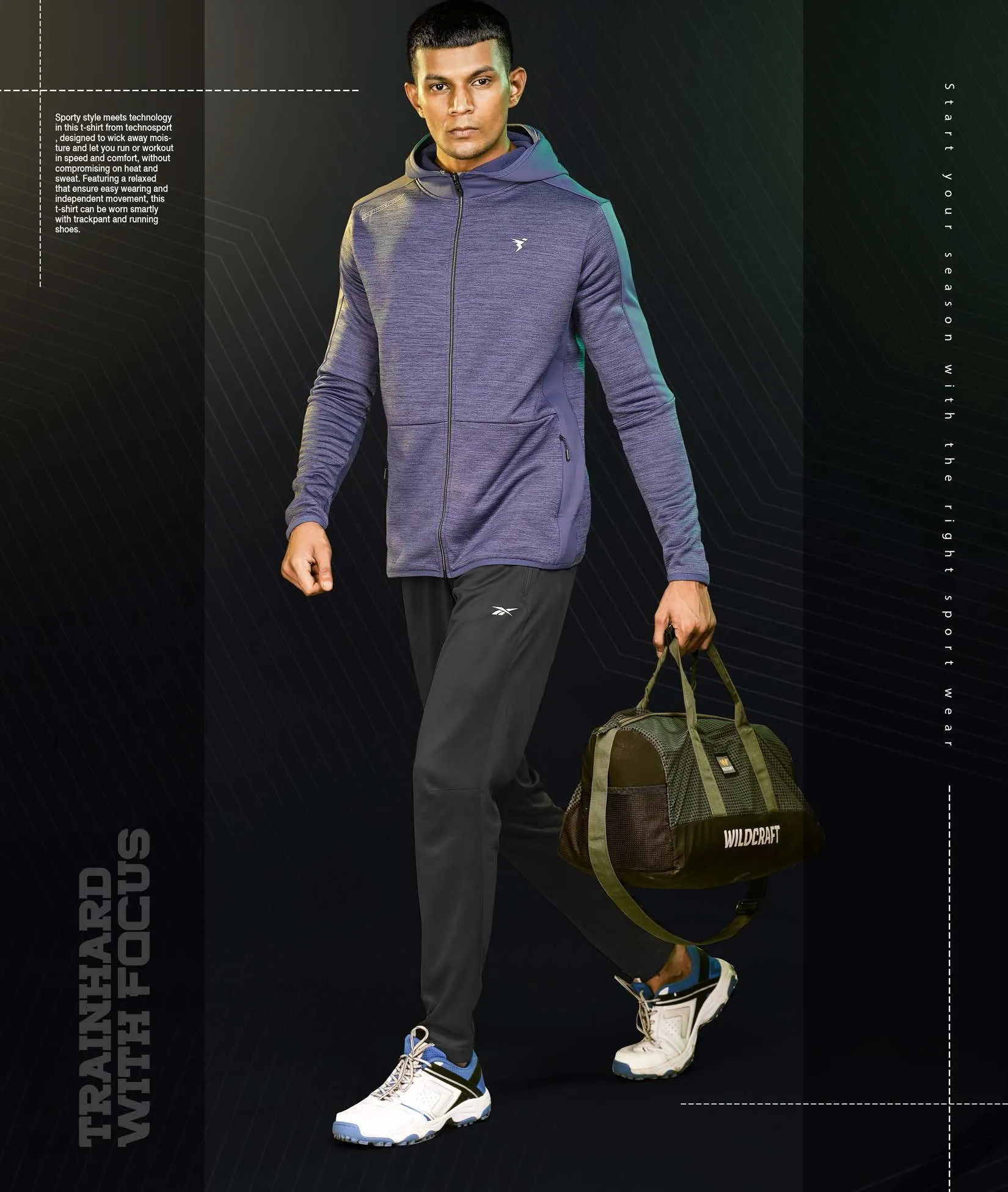 Technosport Full Sleeve Dry Fit Hoodie Jacket for Men PL-71 (Spanish Blue)