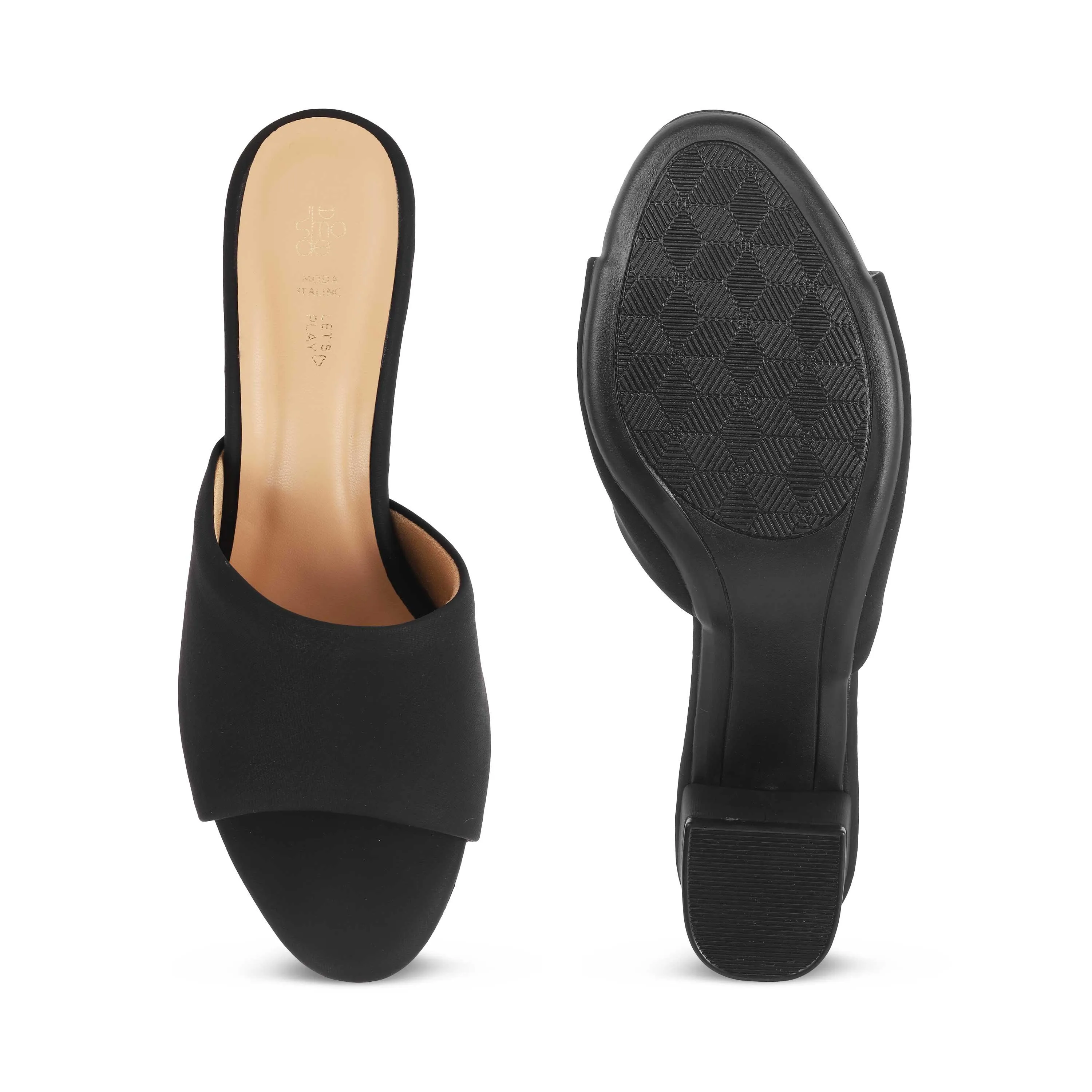 Tresmode Lismule Black Women's Casual Block Heel Sandals