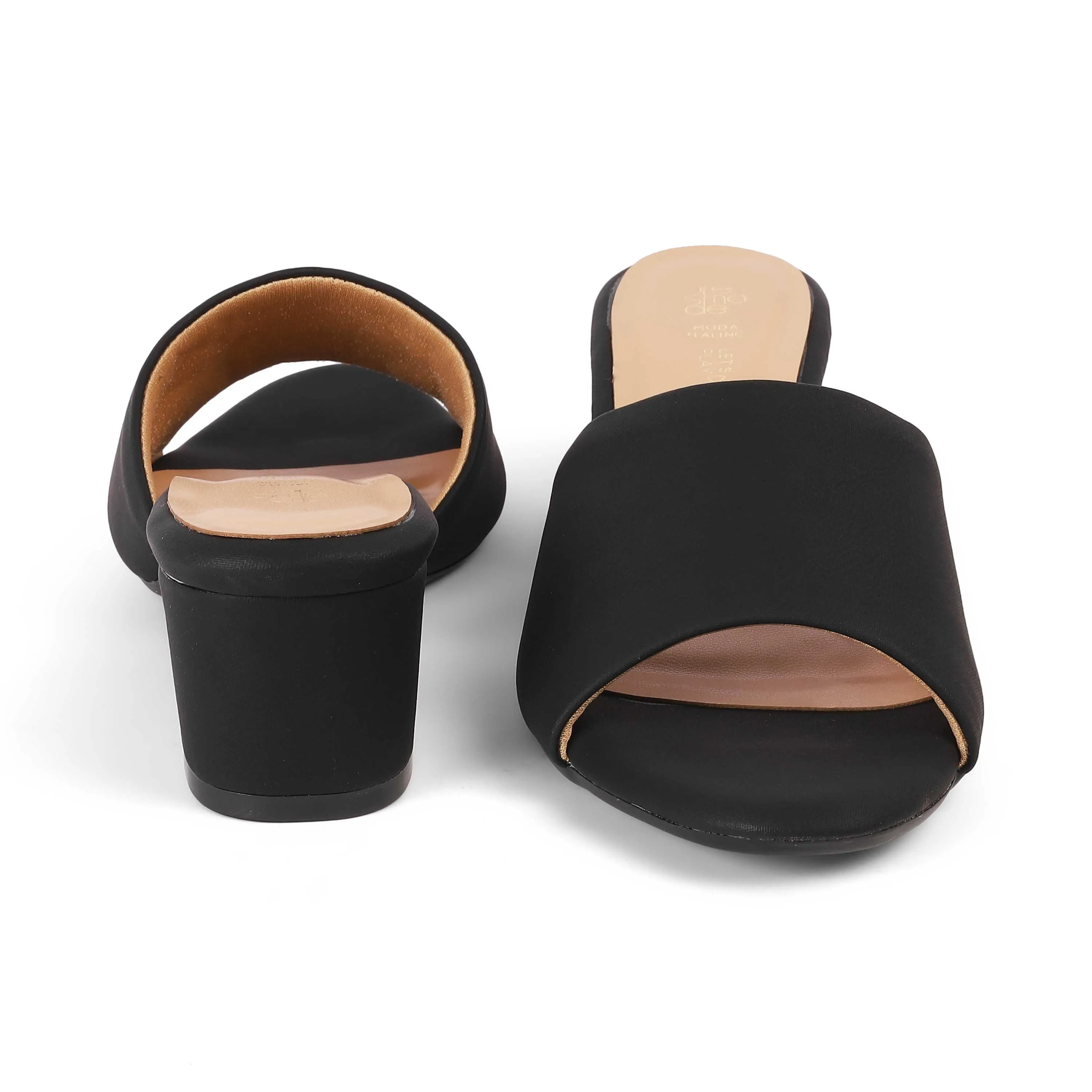 Tresmode Lismule Black Women's Casual Block Heel Sandals
