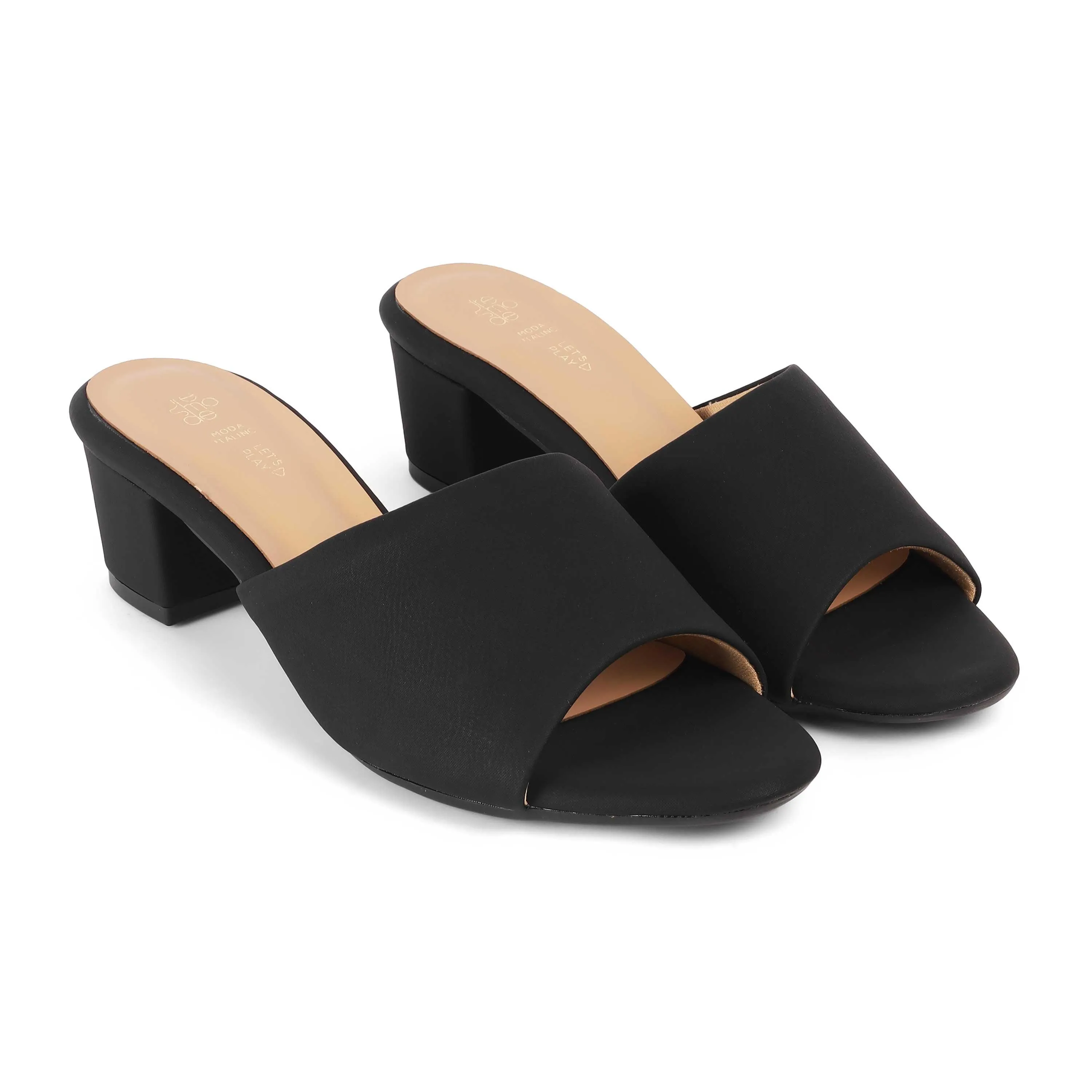 Tresmode Lismule Black Women's Casual Block Heel Sandals