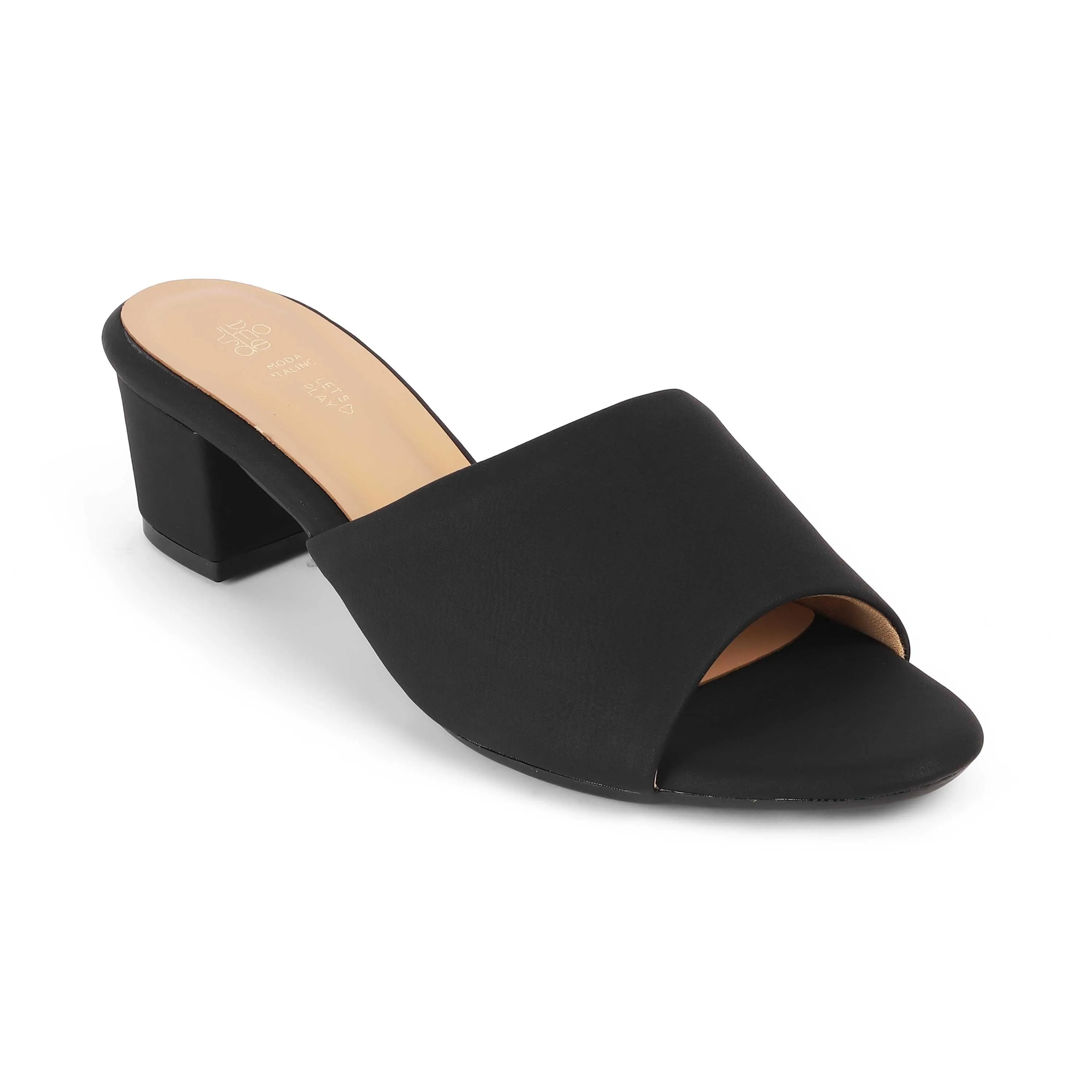 Tresmode Lismule Black Women's Casual Block Heel Sandals
