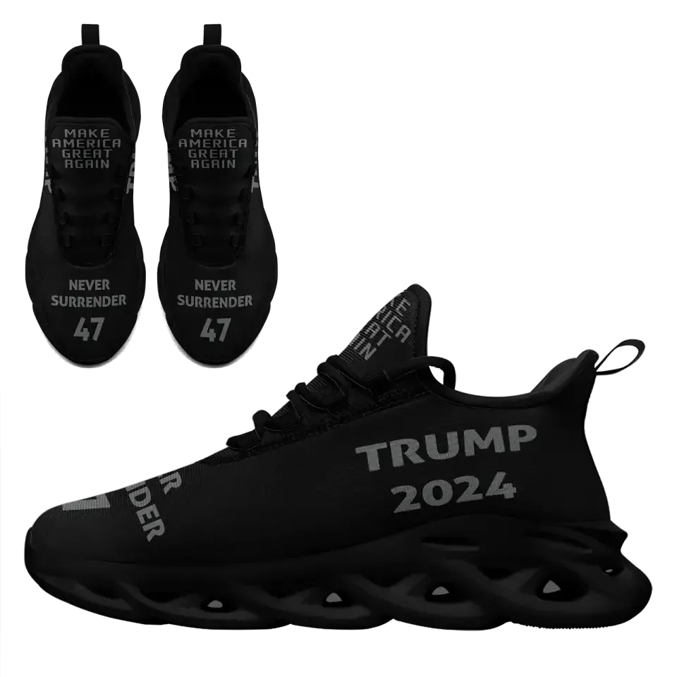 Unique Gift,Personalized Dark MAGA Sneakers, Custom Never Surrender Shoes, Support for Trump Maxsoul Shoes
