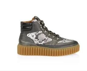 VOILE BLANCHE EVA LEATHER SUEDE & EMBOSSED SNAKESKIN HIKING BOOTS